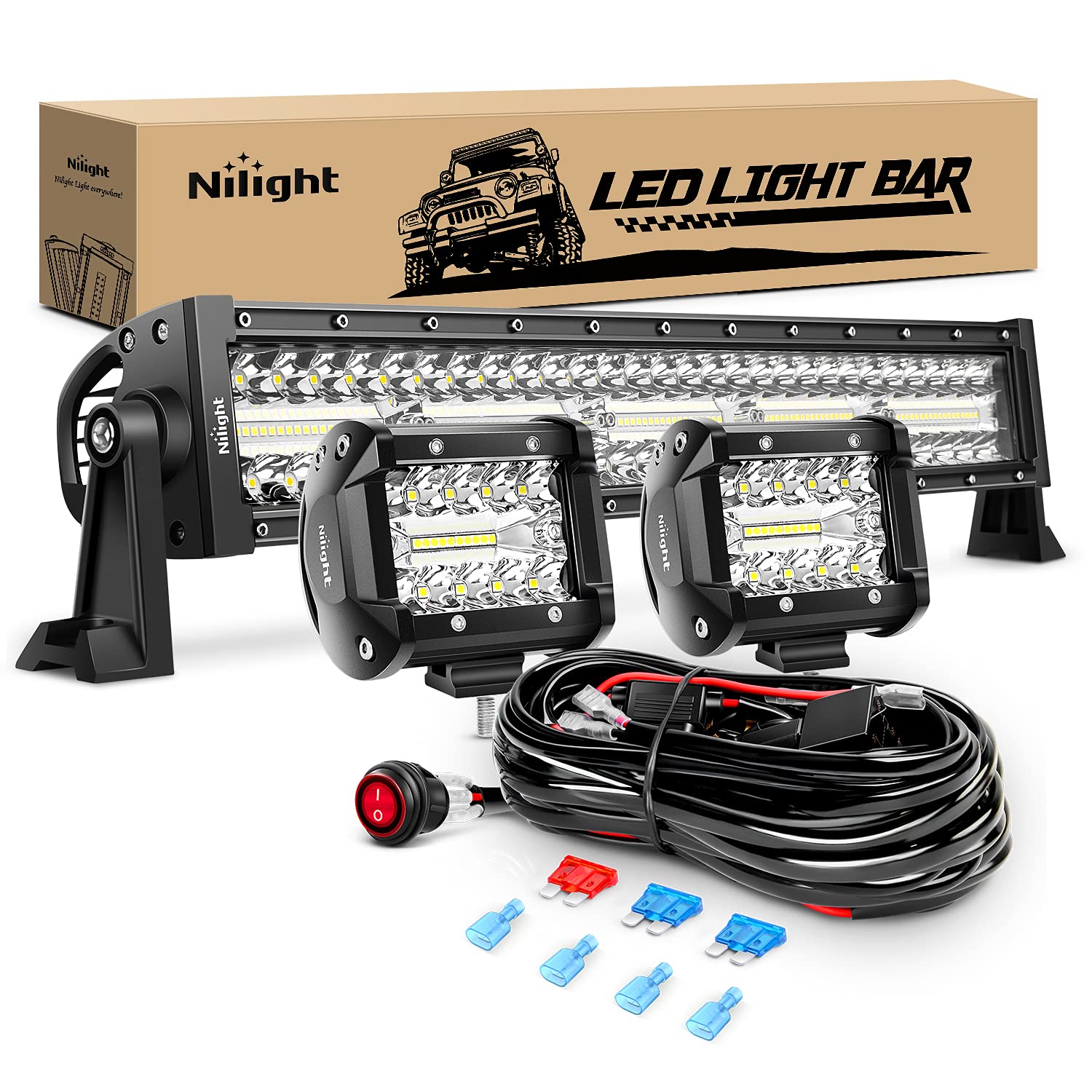 22" 480W Triple Row LED Bar + Pod Kit